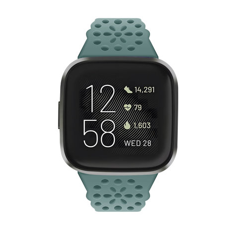Strap-it® Strap-it Fitbit Versa 3 siliconen bandje met patroon (groen)