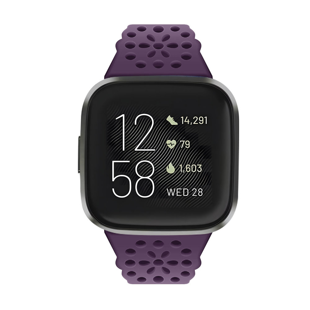 Strap-it® Strap-it Fitbit Versa 3 siliconen bandje met patroon (paars)