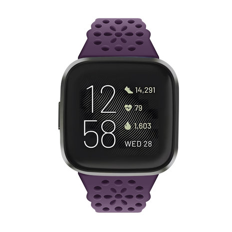Strap-it® Strap-it Fitbit Versa 3 siliconen bandje met patroon (paars)