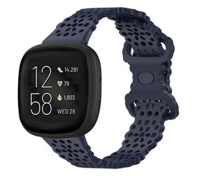 Strap-it® Fitbit Versa 3 siliconen bandje met patroon (donkerblauw)