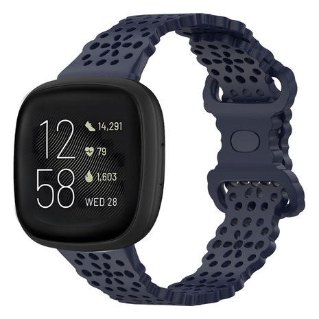 Strap-it® Strap-it Fitbit Versa 3 siliconen bandje met patroon (donkerblauw)