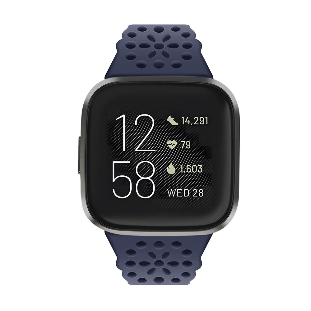 Strap-it® Strap-it Fitbit Versa 3 siliconen bandje met patroon (donkerblauw)