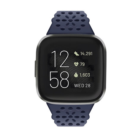 Strap-it® Strap-it Fitbit Versa 3 siliconen bandje met patroon (donkerblauw)