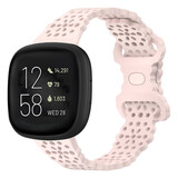 Strap-it® Fitbit Versa 3 siliconen bandje met patroon (lichtroze)