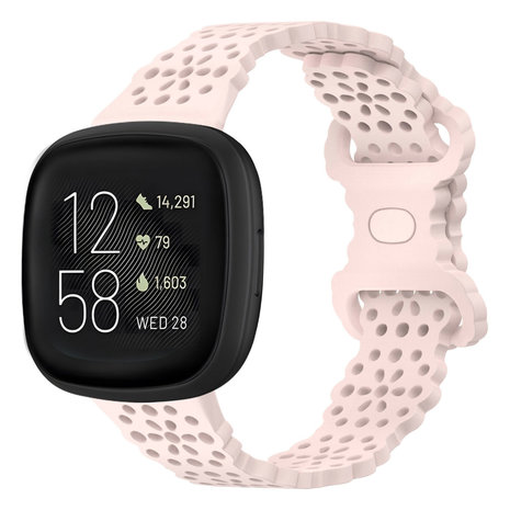 Strap-it® Strap-it Fitbit Versa 3 siliconen bandje met patroon (lichtroze)