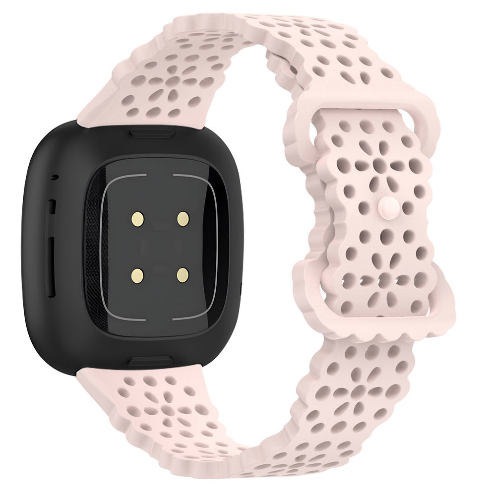 Strap-it® Strap-it Fitbit Versa 3 siliconen bandje met patroon (lichtroze)