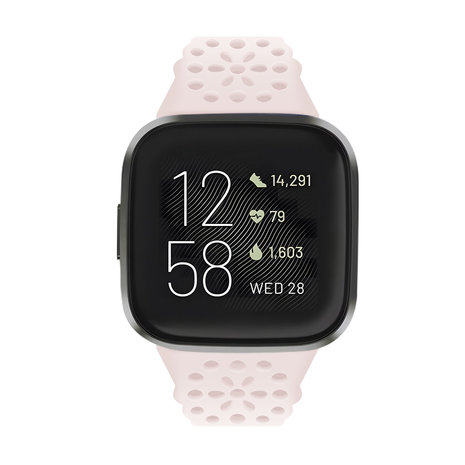 Strap-it® Strap-it Fitbit Versa 3 siliconen bandje met patroon (lichtroze)