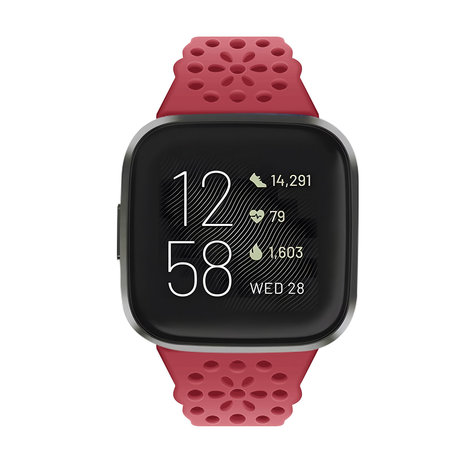 Strap-it® Strap-it Fitbit Versa 3 siliconen bandje met patroon (rood)