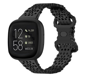 Strap-it® Fitbit Versa 3 siliconen bandje met patroon (zwart)