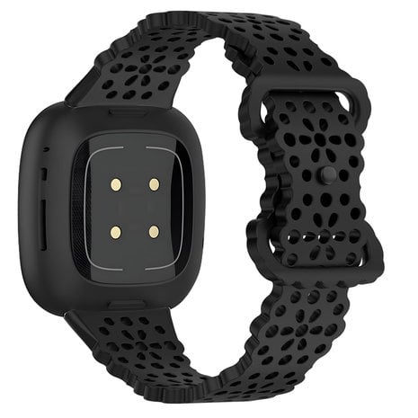 Strap-it® Strap-it Fitbit Versa 3 siliconen bandje met patroon (zwart)