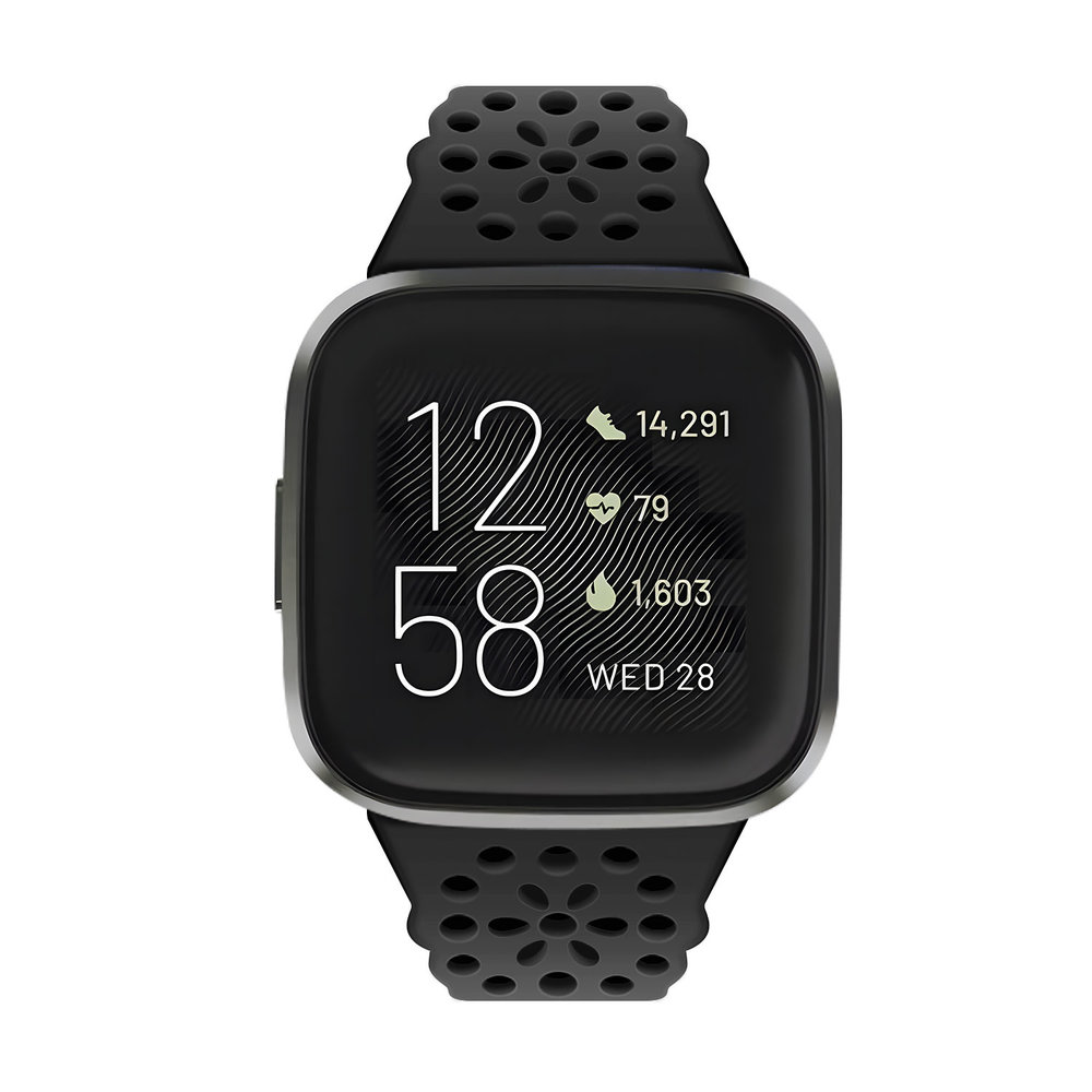 Strap-it® Strap-it Fitbit Versa 3 siliconen bandje met patroon (zwart)