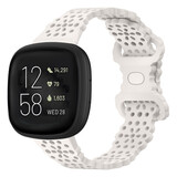 Strap-it® Fitbit Versa 3 siliconen bandje met patroon (zand roze)