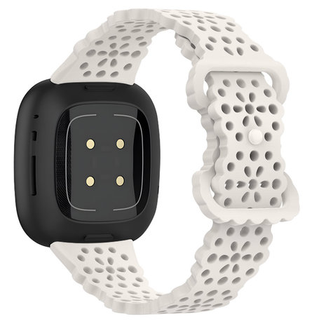 Strap-it® Strap-it Fitbit Versa 3 siliconen bandje met patroon (zand roze)