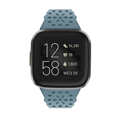Strap-it® Strap-it Fitbit Versa 3 siliconen bandje met patroon (grijsblauw)