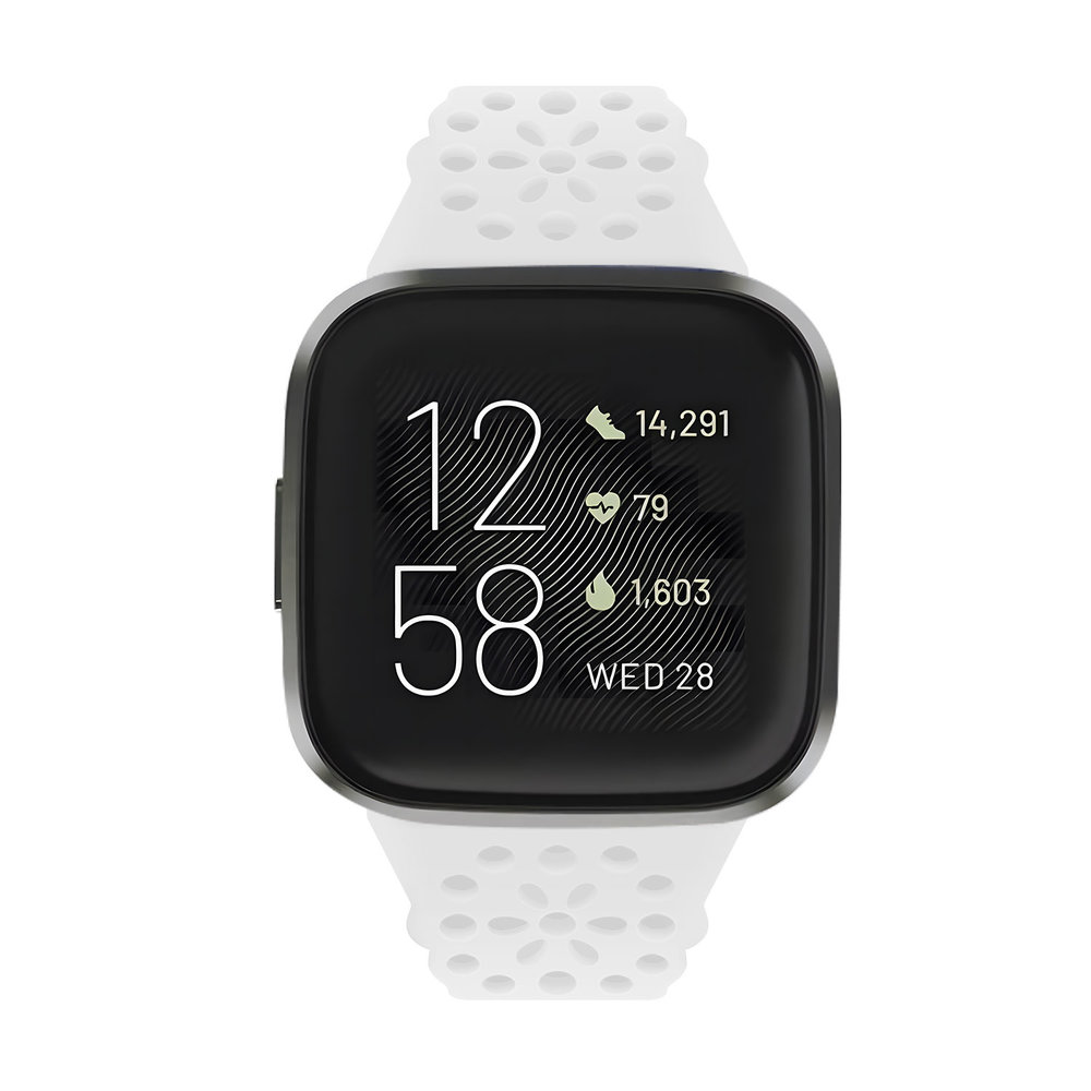 Strap-it® Strap-it Fitbit Versa 3 siliconen bandje met patroon (wit)