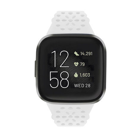 Strap-it® Strap-it Fitbit Versa 3 siliconen bandje met patroon (wit)