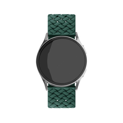 Strap-it® Strap-it Samsung Galaxy Watch 4 40mm gevlochten siliconen bandje (donkergroen) Strap-it® Strap-it Samsung Galaxy Watch 4 40mm gevlochten siliconen bandje (donkergroen)