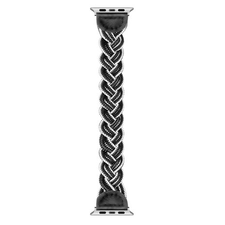 Strap-it® Strap-it Apple Watch Twisted gevlochten bandje (zwart/wit)