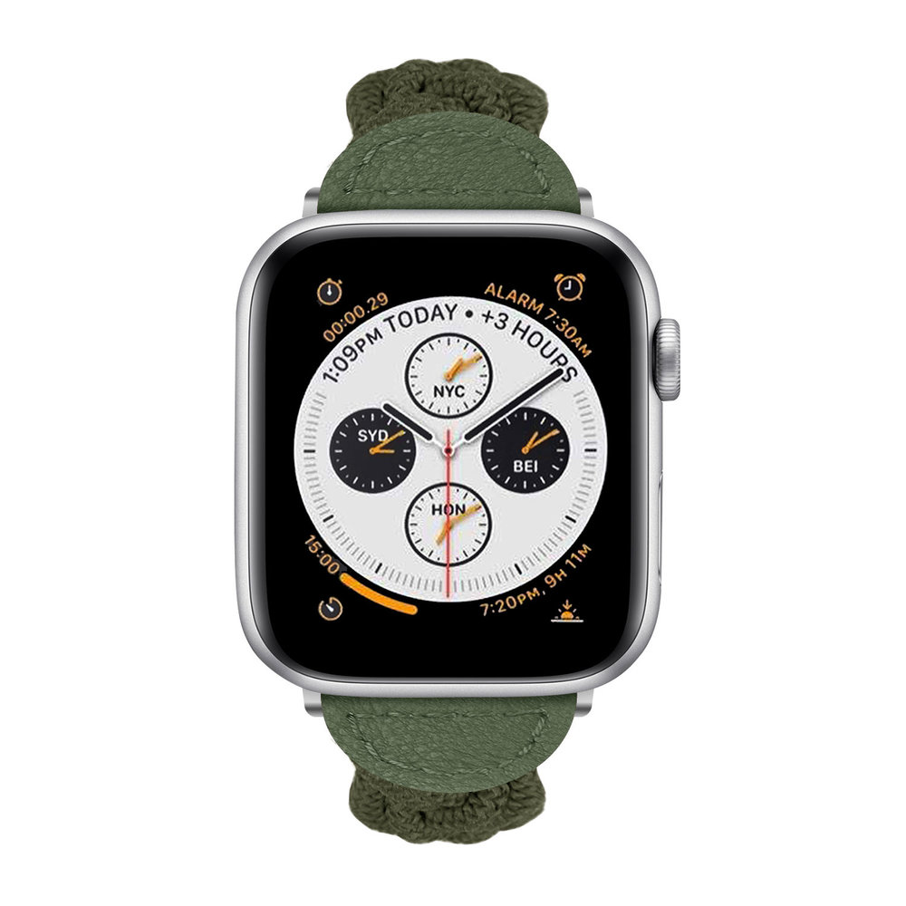 Strap-it® Strap-it Apple Watch Twisted gevlochten bandje (legergroen)