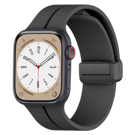 Strap-it® Strap-it Apple Watch magnetisch D-Buckle bandje (zwart) Strap-it® Strap-it Apple Watch magnetisch D-Buckle bandje (zwart)