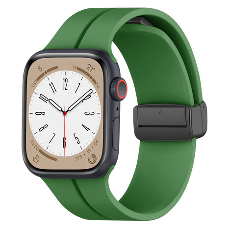 Strap-it® Strap-it Apple Watch magnetisch D-Buckle bandje (legergroen)