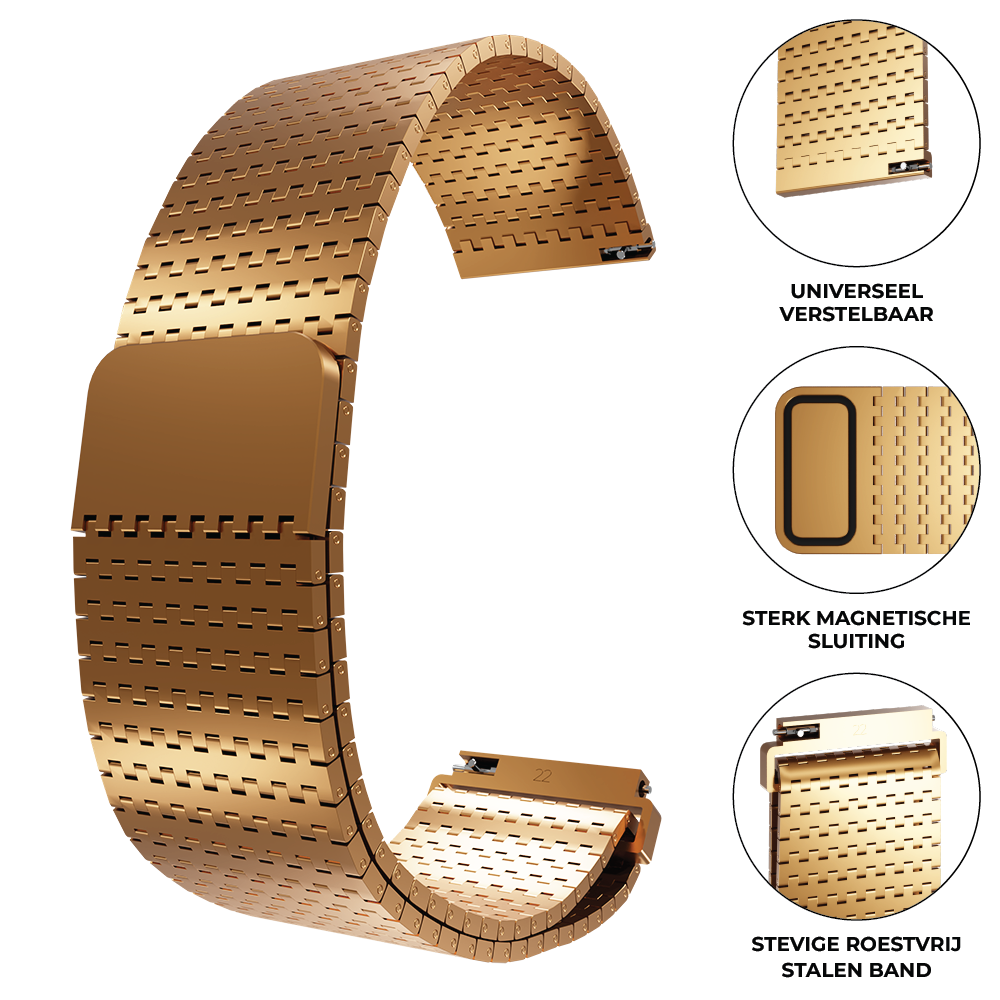 Strap-it® Strap-it Amazfit GTR 2 luxe metalen mesh bandje (rosé goud) Strap-it® Strap-it Amazfit GTR 2 luxe metalen mesh bandje (rosé goud)