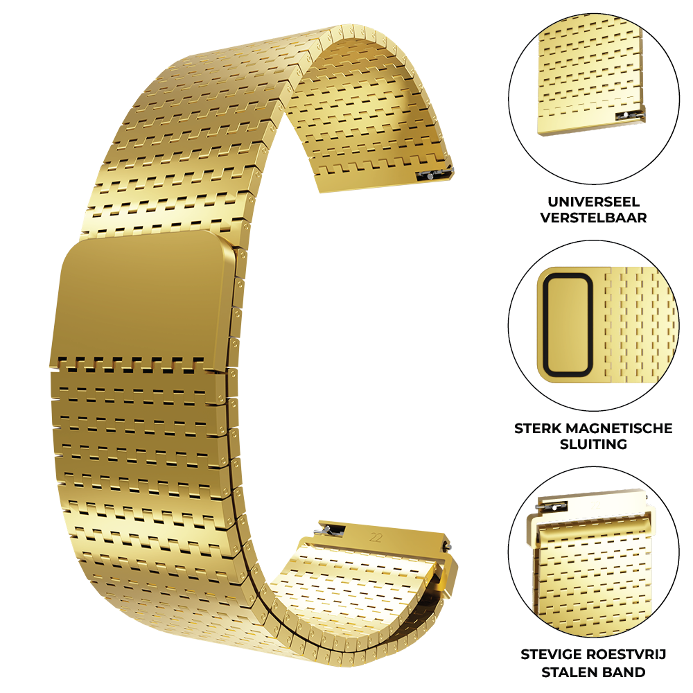 Strap-it® Strap-it Huawei Watch GT 2 Pro luxe metalen mesh bandje (goud)
