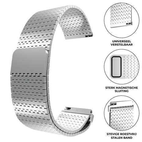 Strap-it® Strap-it Polar Grit X luxe metalen mesh bandje (zilver)