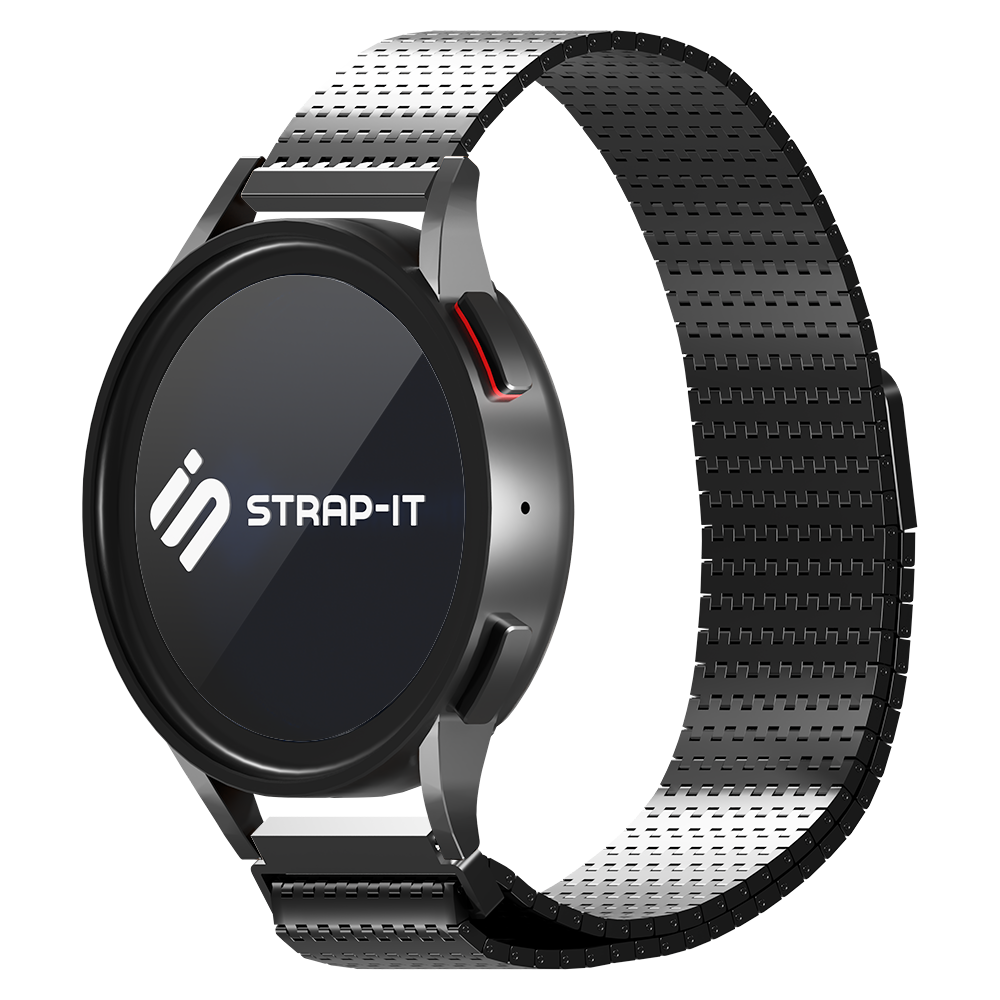 Strap-it® Strap-it Samsung Galaxy Watch 3 45mm luxe metalen mesh bandje (zwart)
