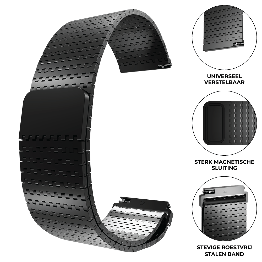 Strap-it® Strap-it Samsung Gear S3 luxe metalen mesh bandje (zwart)
