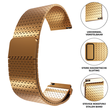 Strap-it® Strap-it Samsung Gear S3 luxe metalen mesh bandje (rosé goud)