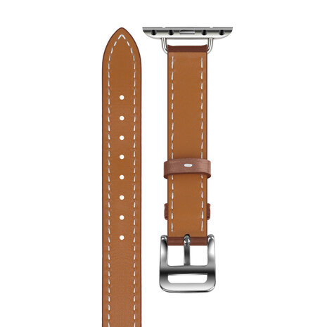 Strap-it® Strap-it Apple Watch leren double tour band (bruin)