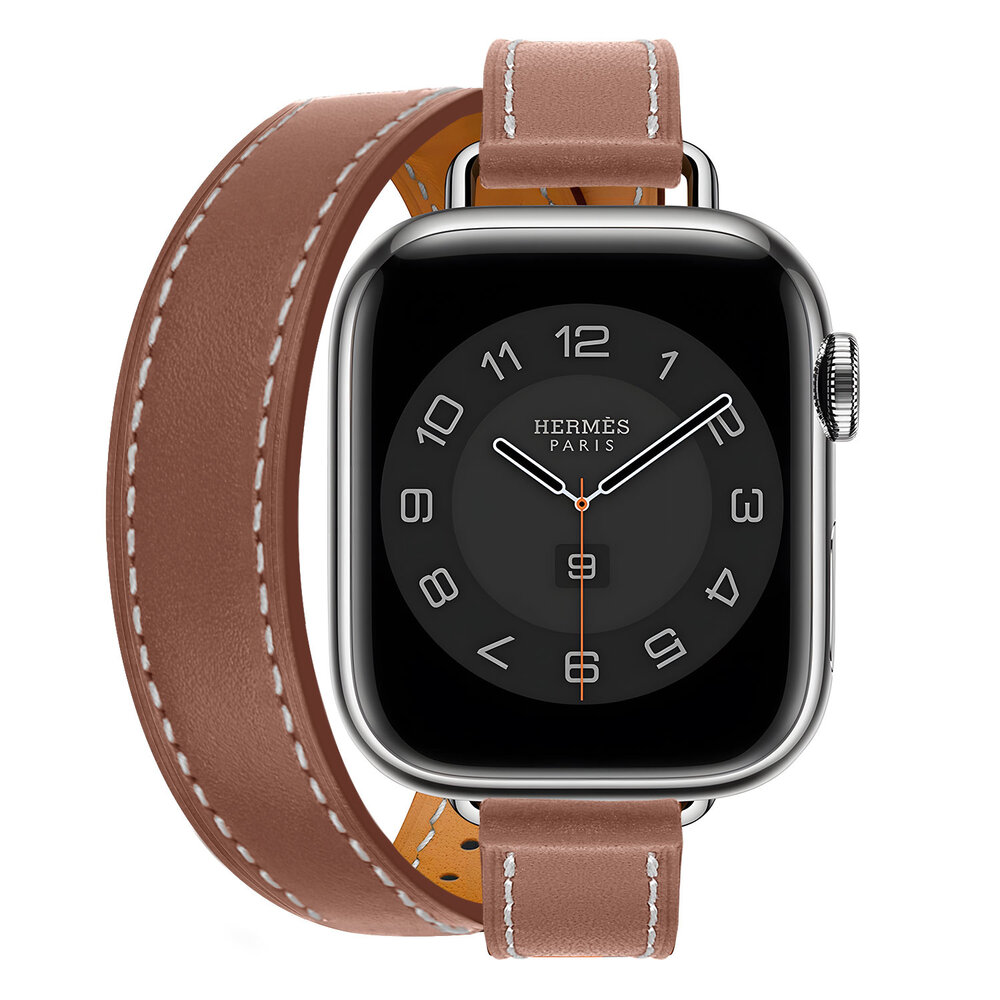 Strap-it® Strap-it Apple Watch leren double tour band (bruin)