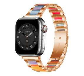 Strap-it® Apple Watch stalen resin bandje (rosé goud/kleurrijk)