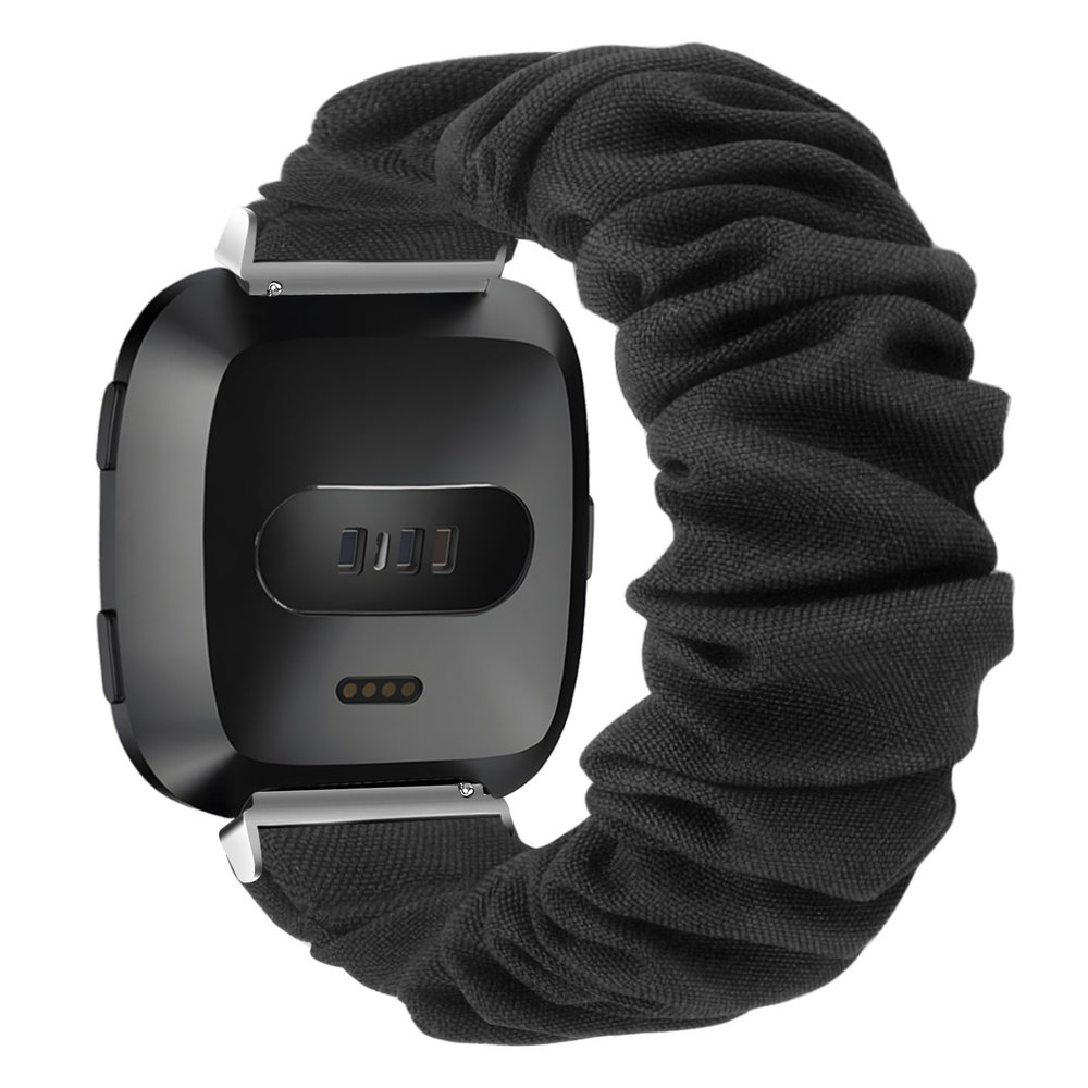 Strap-it® Strap-it Fitbit Versa scrunchie bandje (zwart)