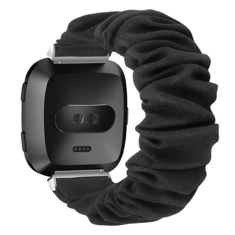 Strap-it® Strap-it Fitbit Versa scrunchie bandje (zwart)