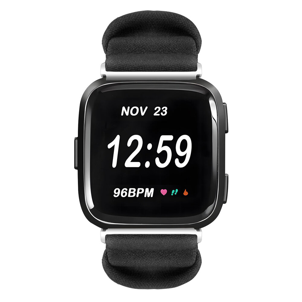 Strap-it® Strap-it Fitbit Versa scrunchie bandje (zwart)