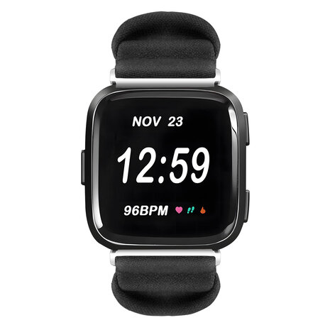 Strap-it® Strap-it Fitbit Versa scrunchie bandje (zwart)