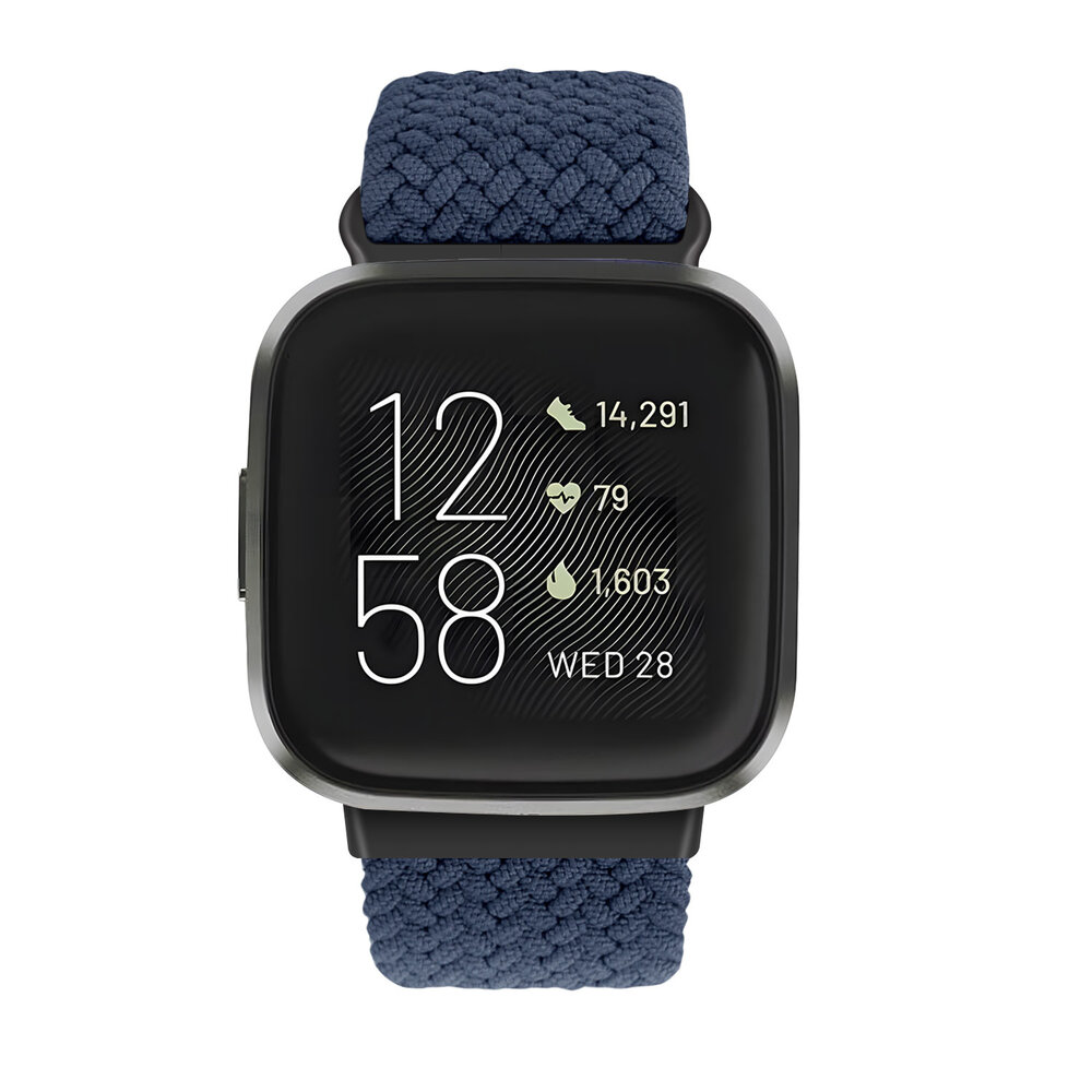 Strap-it® Strap-it Fitbit Versa 3 verstelbaar gevlochten bandje (donkerblauw)