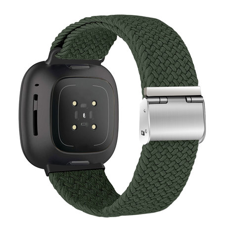 Strap-it® Strap-it Fitbit Versa 3 verstelbaar gevlochten bandje (olijfgroen)
