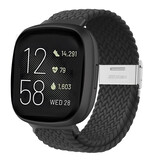 Strap-it® Fitbit Versa 3 verstelbaar gevlochten bandje (zwart)