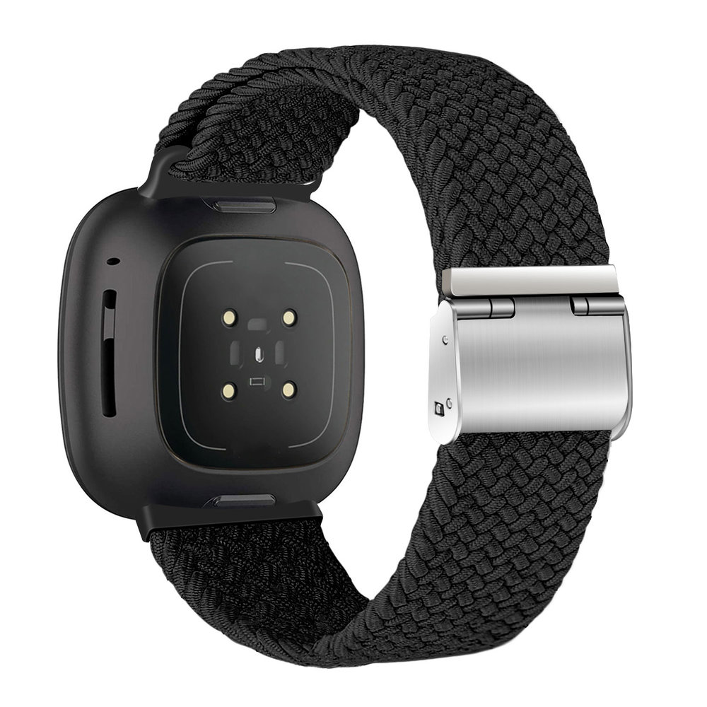 Strap-it® Strap-it Fitbit Versa 3 verstelbaar gevlochten bandje (zwart)