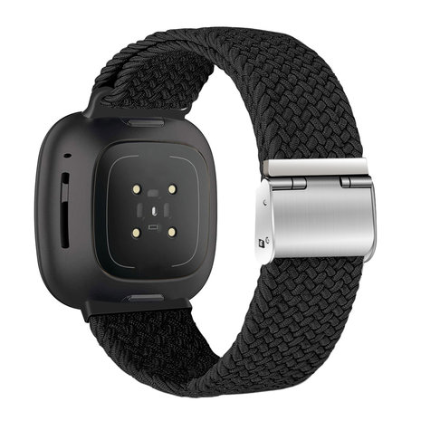 Strap-it® Strap-it Fitbit Versa 3 verstelbaar gevlochten bandje (zwart)