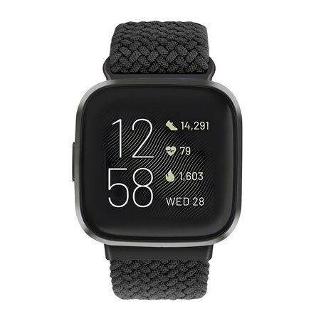 Strap-it® Strap-it Fitbit Versa 3 verstelbaar gevlochten bandje (zwart)