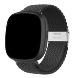 Strap-it® Fitbit Sense verstelbaar gevlochten bandje (zwart)