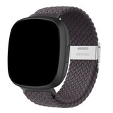Strap-it® Fitbit Sense verstelbaar gevlochten bandje (donkergrijs)