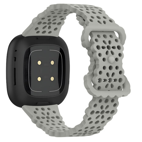 Strap-it® Strap-it Fitbit Versa 4 siliconen bandje met patroon (grijs)
