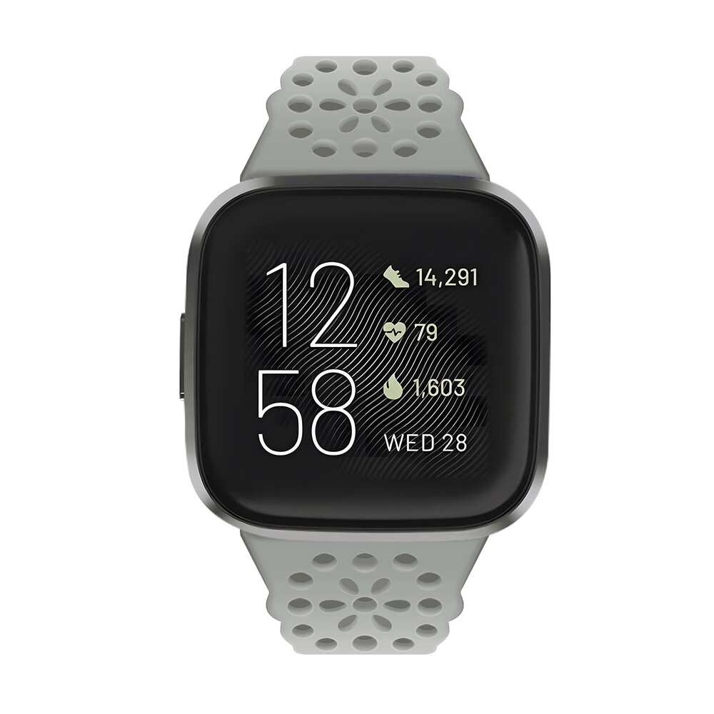 Strap-it® Strap-it Fitbit Versa 4 siliconen bandje met patroon (grijs)
