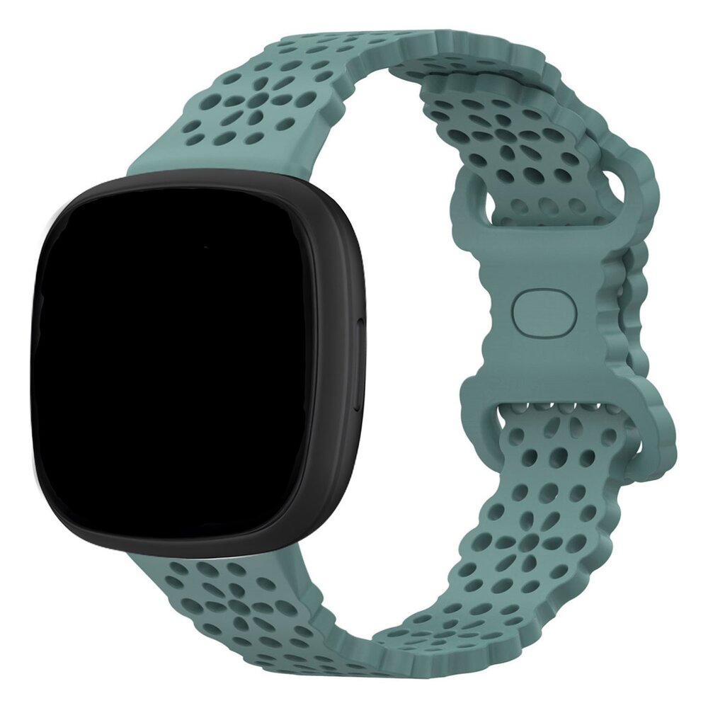 Strap-it® Strap-it Fitbit Versa 4 siliconen bandje met patroon (groen)
