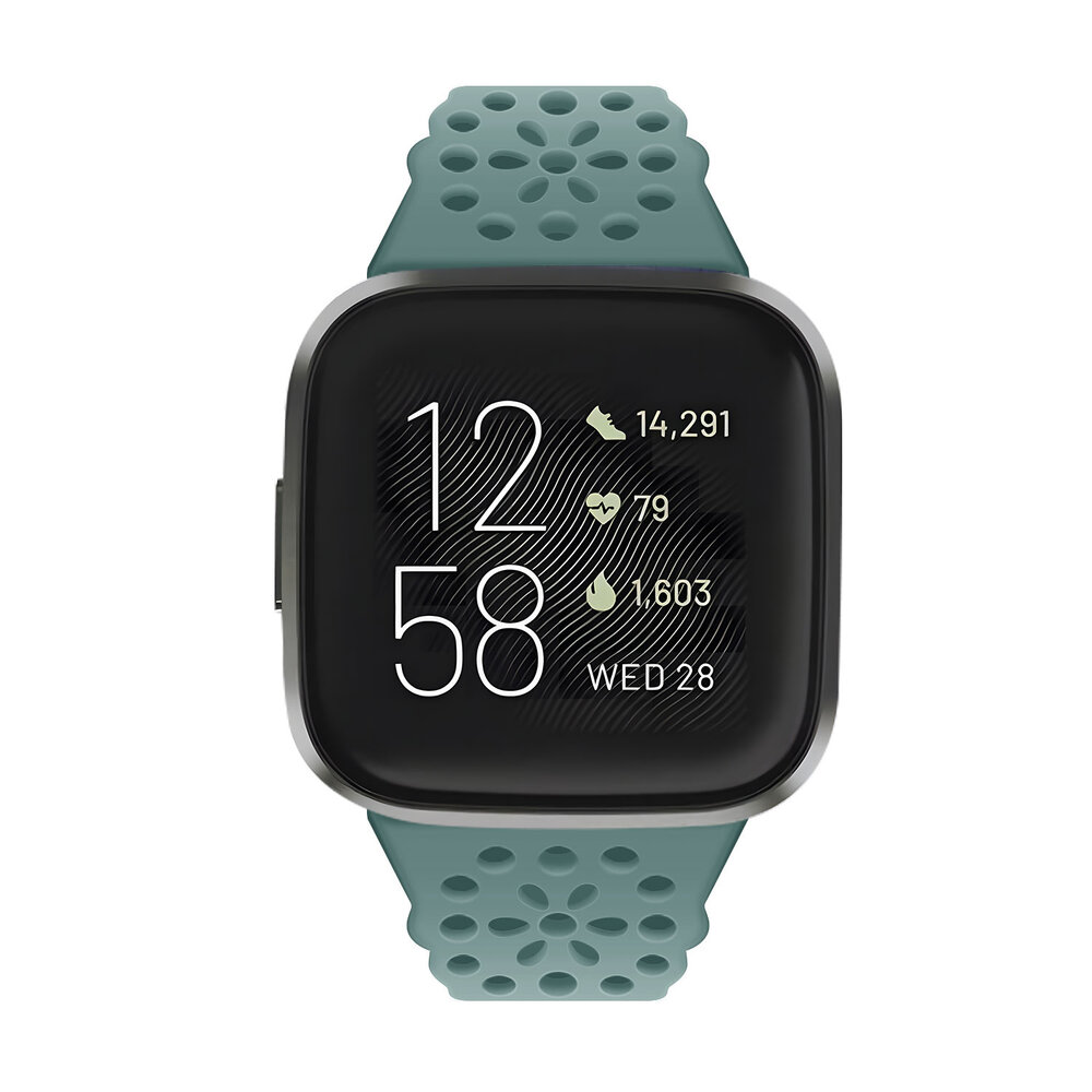Strap-it® Strap-it Fitbit Versa 4 siliconen bandje met patroon (groen)